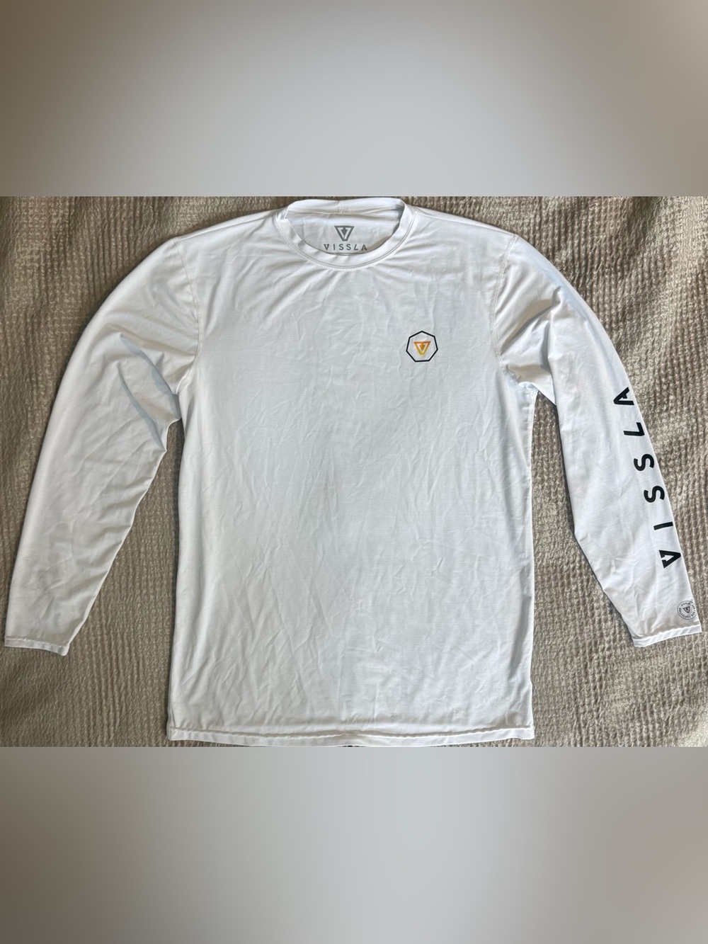 Vissla Alltime Long Sleeve Rashguard White UV Protection Surf Fishing Shirt L
